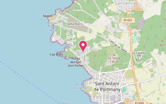 Kartenausschnitt: Lage von OKU Ibiza