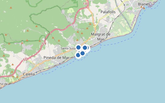 Kartenausschnitt mit den Hotels des Reiseziels