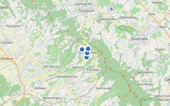 Kartenausschnitt mit den Hotels des Reiseziels