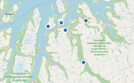 Kartenausschnitt mit den Hotels des Reiseziels