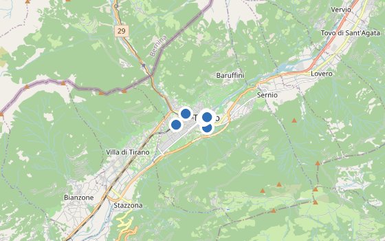 Kartenausschnitt mit den Hotels des Reiseziels