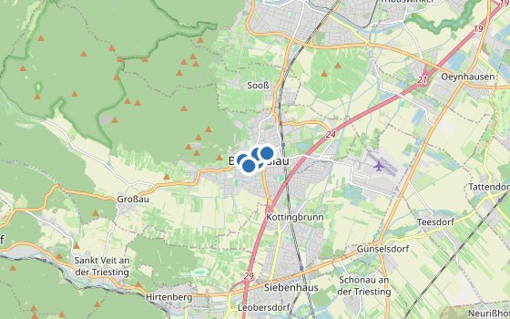 Kartenausschnitt mit den Hotels des Reiseziels