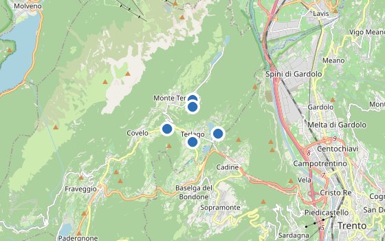 Kartenausschnitt mit den Hotels des Reiseziels