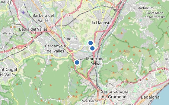 Kartenausschnitt mit den Hotels des Reiseziels