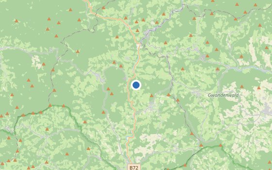 Kartenausschnitt mit den Hotels des Reiseziels
