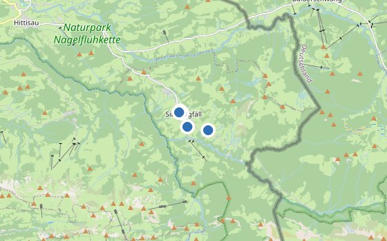 Kartenausschnitt mit den Hotels des Reiseziels