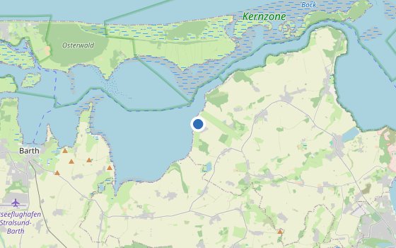 Kartenausschnitt mit den Hotels des Reiseziels