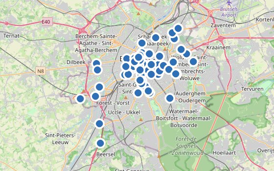 Kartenausschnitt mit den Hotels des Reiseziels