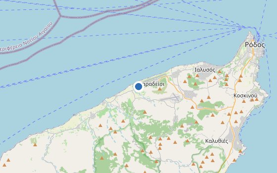 Kartenausschnitt mit den Hotels des Reiseziels