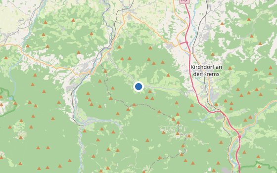 Kartenausschnitt mit den Hotels des Reiseziels