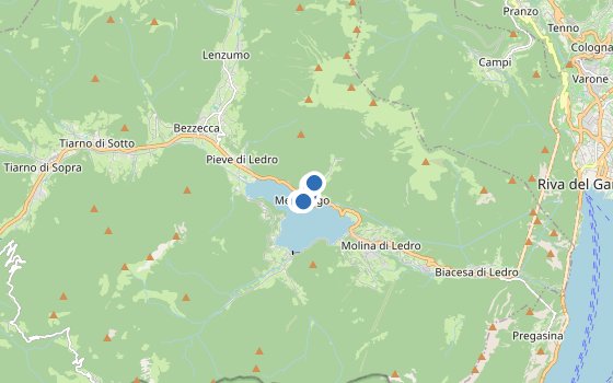 Kartenausschnitt mit den Hotels des Reiseziels
