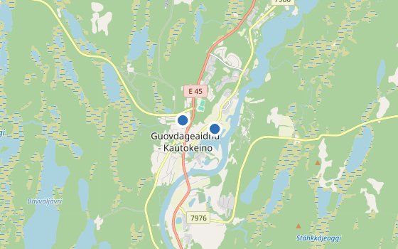 Kartenausschnitt mit den Hotels des Reiseziels