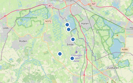 Kartenausschnitt mit den Hotels des Reiseziels