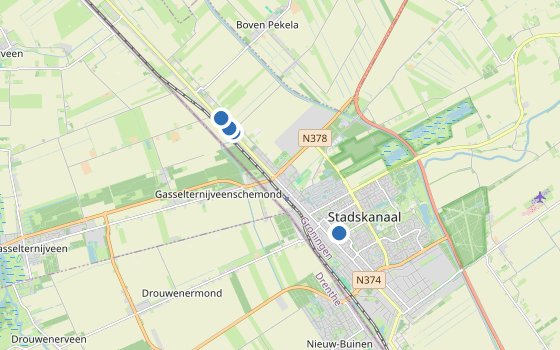 Kartenausschnitt mit den Hotels des Reiseziels