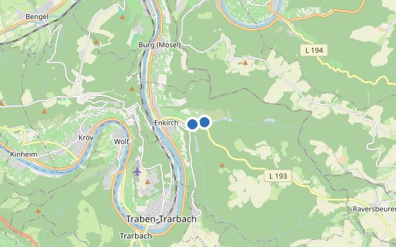 Kartenausschnitt mit den Hotels des Reiseziels