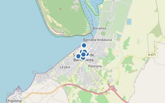 Kartenausschnitt mit den Hotels des Reiseziels