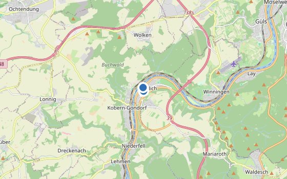 Kartenausschnitt mit den Hotels des Reiseziels
