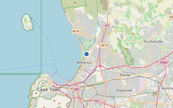 Kartenausschnitt mit den Hotels des Reiseziels