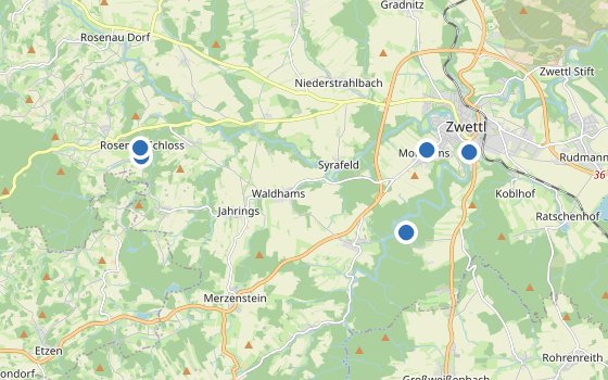 Kartenausschnitt mit den Hotels des Reiseziels