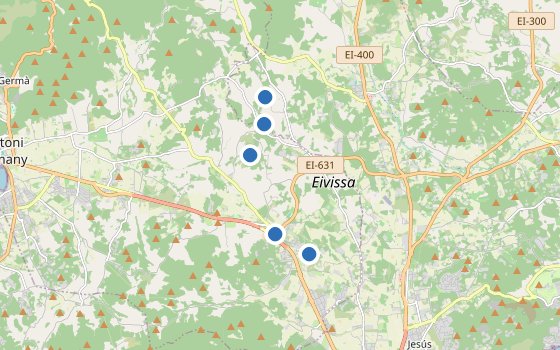 Kartenausschnitt mit den Hotels des Reiseziels