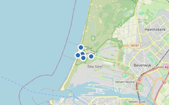 Kartenausschnitt mit den Hotels des Reiseziels