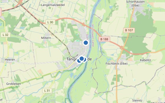 Kartenausschnitt mit den Hotels des Reiseziels