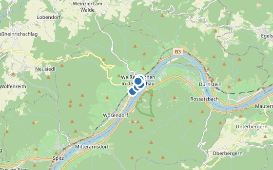 Kartenausschnitt mit den Hotels des Reiseziels
