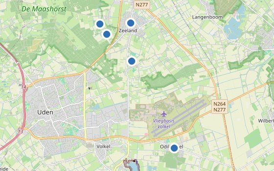 Kartenausschnitt mit den Hotels des Reiseziels