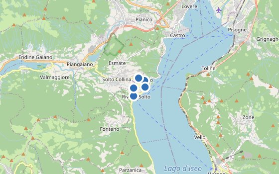 Kartenausschnitt mit den Hotels des Reiseziels