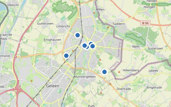 Kartenausschnitt mit den Hotels des Reiseziels
