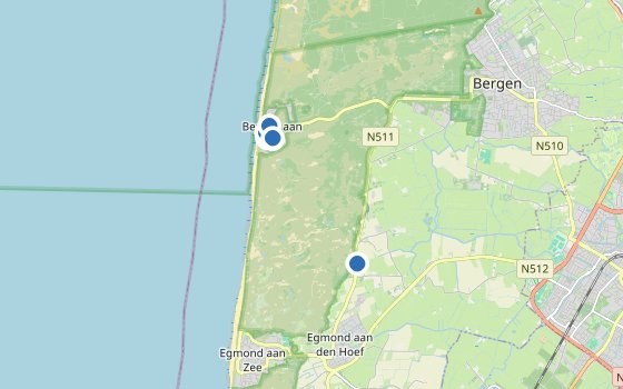 Kartenausschnitt mit den Hotels des Reiseziels
