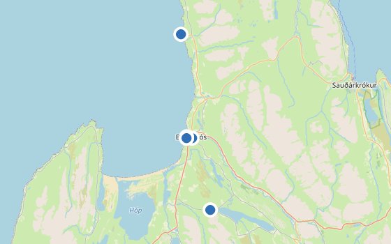Kartenausschnitt mit den Hotels des Reiseziels