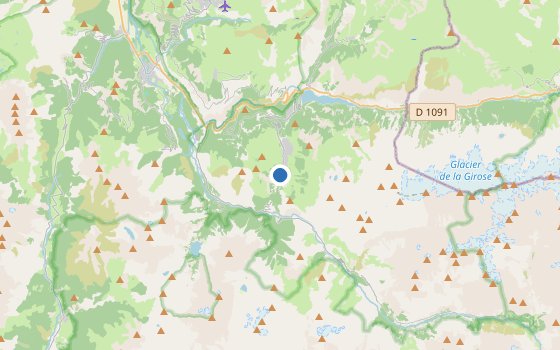 Kartenausschnitt mit den Hotels des Reiseziels