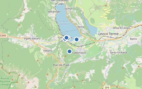 Kartenausschnitt mit den Hotels des Reiseziels