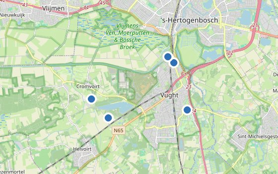 Kartenausschnitt mit den Hotels des Reiseziels
