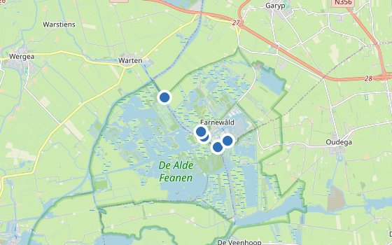 Kartenausschnitt mit den Hotels des Reiseziels