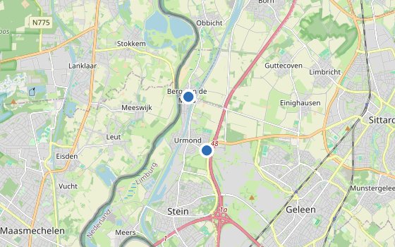 Kartenausschnitt mit den Hotels des Reiseziels