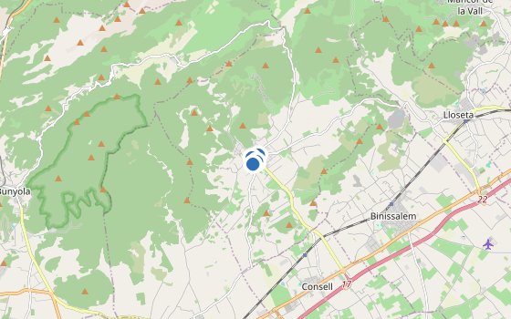Kartenausschnitt mit den Hotels des Reiseziels