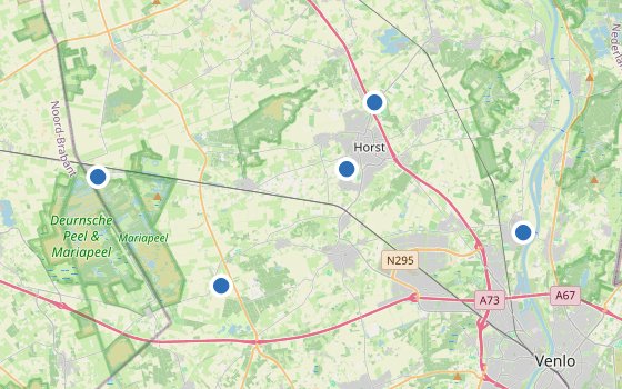 Kartenausschnitt mit den Hotels des Reiseziels