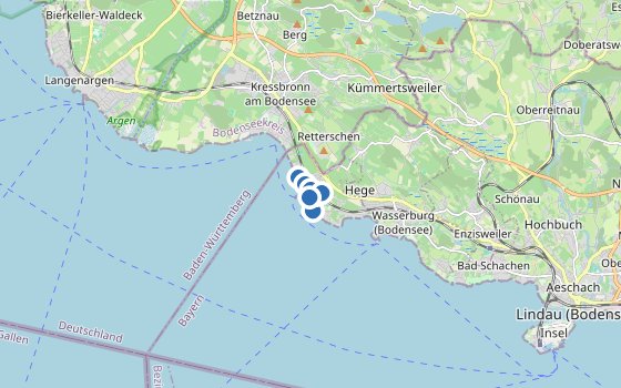 Kartenausschnitt mit den Hotels des Reiseziels
