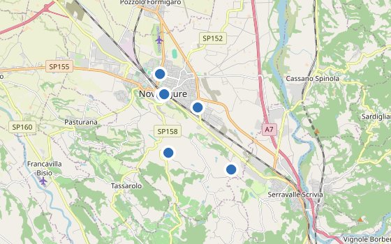 Kartenausschnitt mit den Hotels des Reiseziels