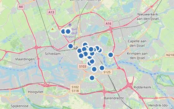 Kartenausschnitt mit den Hotels des Reiseziels