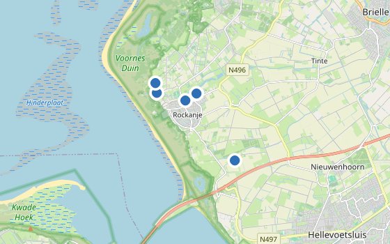 Kartenausschnitt mit den Hotels des Reiseziels