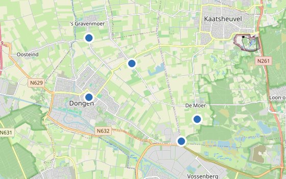 Kartenausschnitt mit den Hotels des Reiseziels