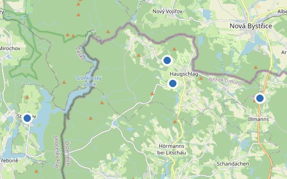 Kartenausschnitt mit den Hotels des Reiseziels