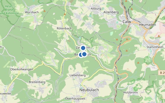 Kartenausschnitt mit den Hotels des Reiseziels