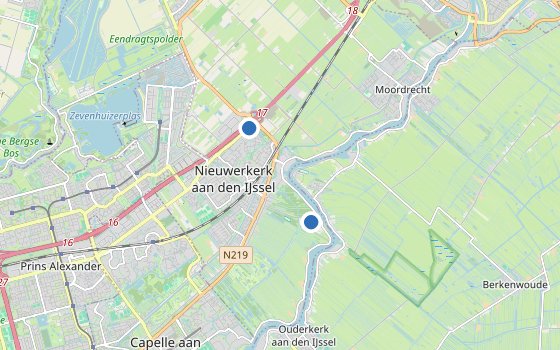 Kartenausschnitt mit den Hotels des Reiseziels