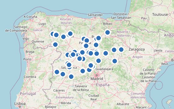 Kartenausschnitt mit den Hotels des Reiseziels