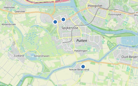 Kartenausschnitt mit den Hotels des Reiseziels