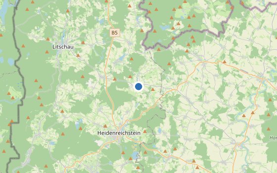 Kartenausschnitt mit den Hotels des Reiseziels